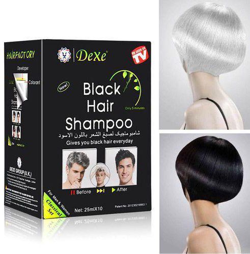 Dexe Instant Quick Hair Dye Shampoo- Black (10 Packs)