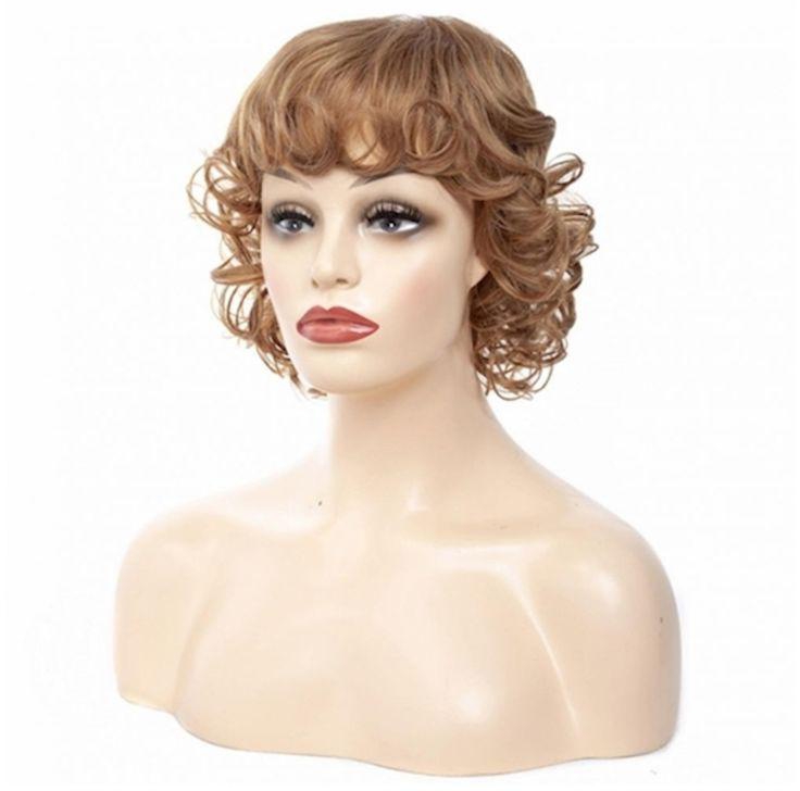 Front  Short And Wave Hair Wig Brown
