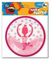 Fun Ballerina Theme Paper Plate Pink 9inch Pack of 6