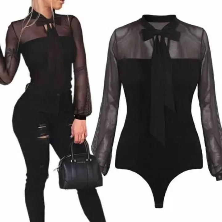Ladies Sexy Elegant Mesh Bodysuits Women Long Sleeve O Neck Solid Lace Up Slim Skinny Club Party Fashion Leotard Rompers