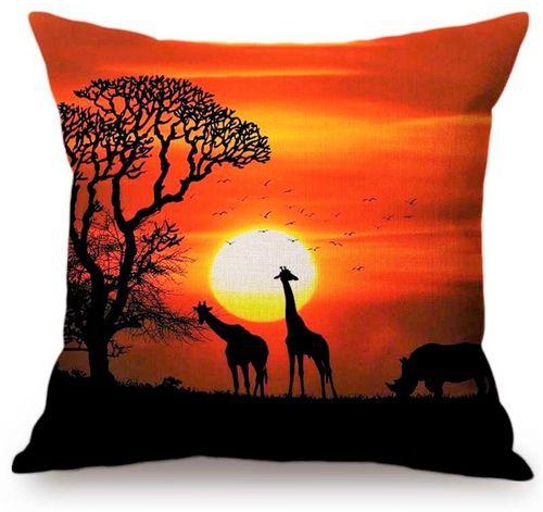 Generic African Sunset Decorative throw Pillow Cover-Home-Decor- Wild animals b