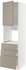 METOD / MAXIMERA خزانة عالية للفرن مع باب/3 أدراج - أبيض/Upplöv بيج غامق مطفي ‎60x60x220 سم‏