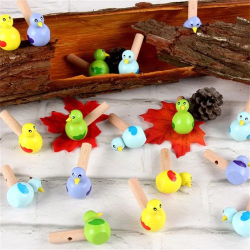 2PCS  Kids Whistle Toy Cute Cartoon Mini Colorful Drawing Bird Model Whistle Musical Instrument Random Color