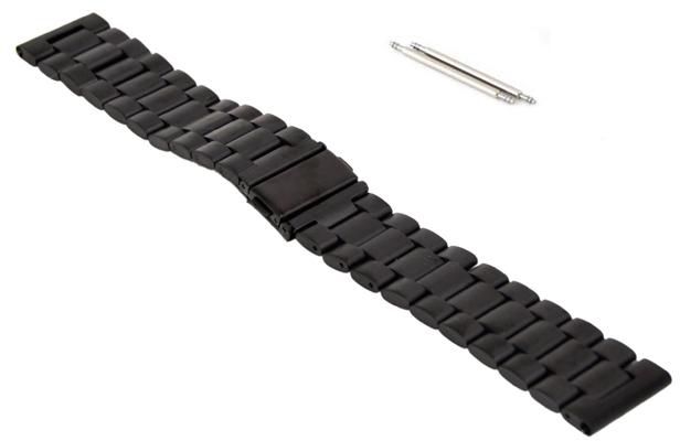 Replacement Stainless Steel Bracelet Smart Watchband Charcoal Black For Asus ZenWatch