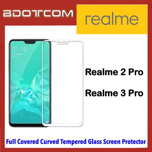 Bdotcom Full Covered Curved Tempered Glass Screen Protector for Realme 2 Pro (White)