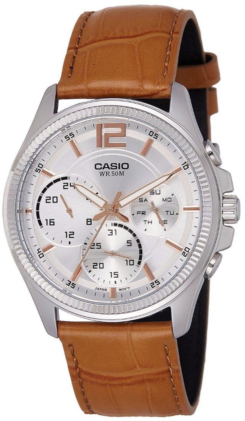 Casio - MTP-E305L-7A2VDF for Men -  Analog Watch, Silver