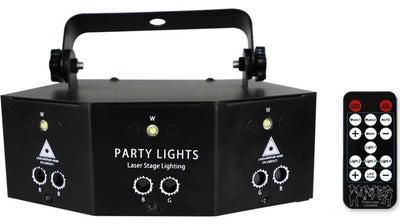 مصباح LED للحفلات يعمل بالليزر ومزود بجهاز تحكم عن بعد يعمل بالصوت أسود
