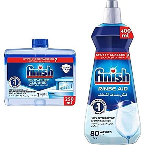 Finish Dishwasher Machine Cleaner, 250ml + Finish Dishwasher Rinse Aid Liquid Original, 400ml