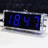 Compact 4-digit DIY Digital LED Clock Kit Light Control Temperature Date Time Display (Blue)