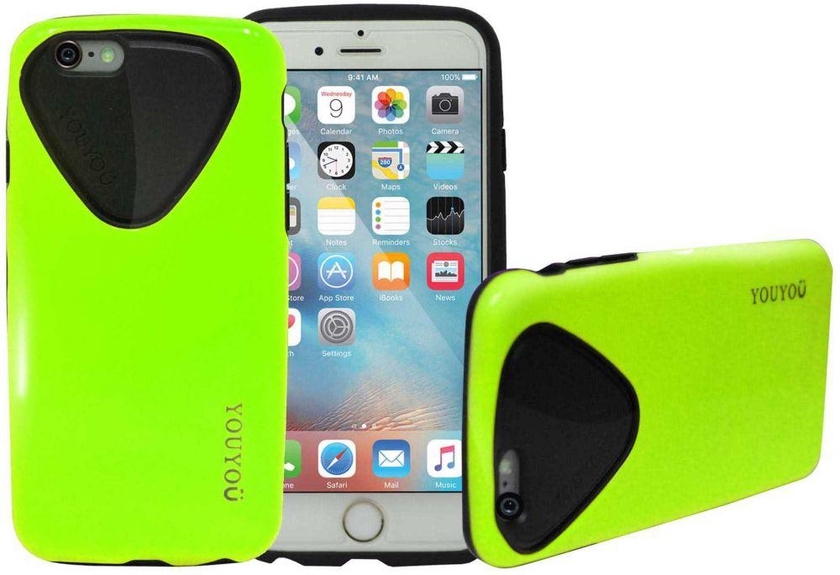 YouYou Rubber and PC Cover for Apple iPhone 6, 6S with Glass Screen Protector, Green