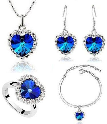 Azora Silver Plated Elegant Austrian Crystal jewelry set