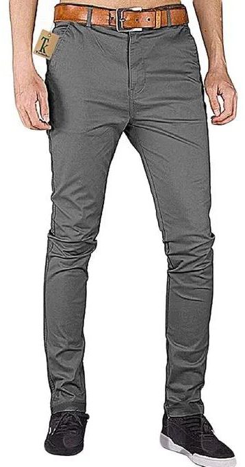 Fashion Soft Khaki Trouser Stretch Slim Fit Casual- Dark Grey-