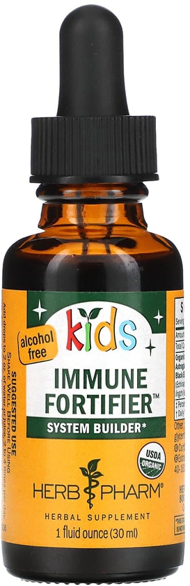 Herb Pharm (هرب فارم)‏, Kid's Immune Fortifier، System Builder، خالي من الكحول، أونصة سائلة واحدة (30 مل)