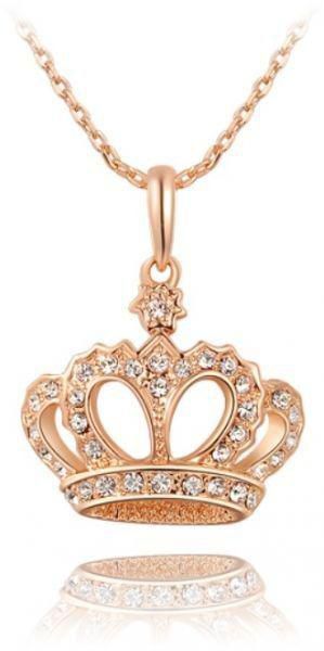 Queen's Crown 18K Rose Gold Plated Stellux Austrian Crystal Jewelry Pendant