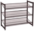SONGMICS 3-Tier Stackable Metal Shoe Rack Flat & Slant Adjustable Shoe Organiser Shelf for Closet Bedroom & Entryway Bronze ULMR03A