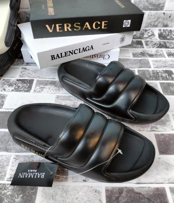 Brand New Versace All Black Sandals for Men.