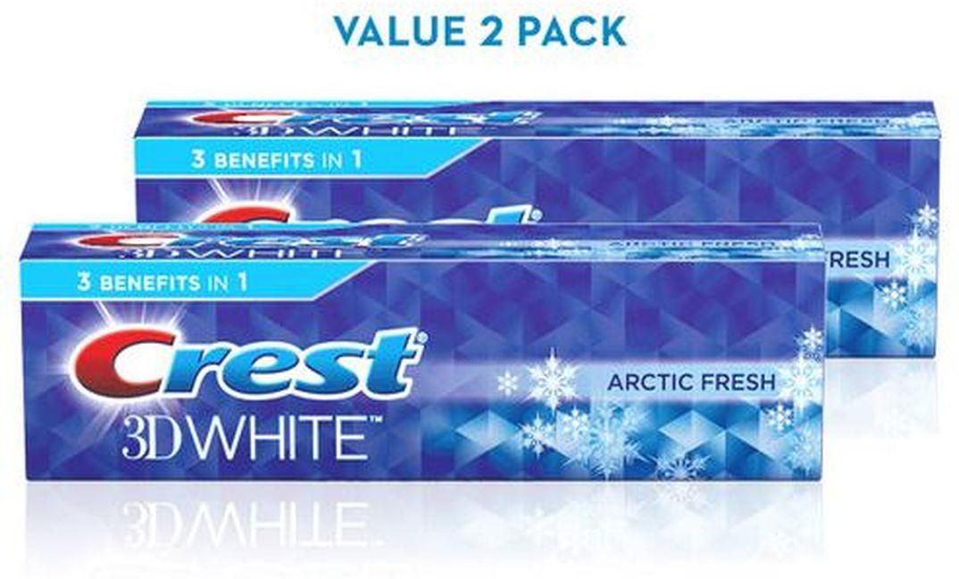 Crest 3D White 3 In1 Whitening Toothpaste Artic Fresh (135ml X 2 Pack)