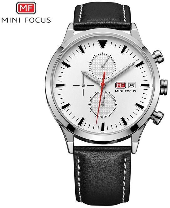 Mini Focus MF0015G Leather Watch - For Men - Black/White