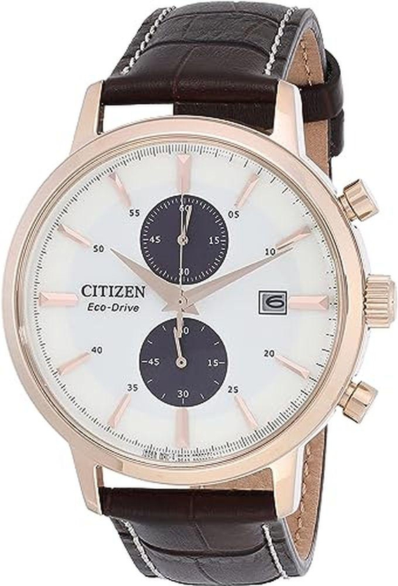 Citizen Watches ساعة سيتيزن ايكو درايف للرجال جلد 43 ملم لون بني CA7063-12A