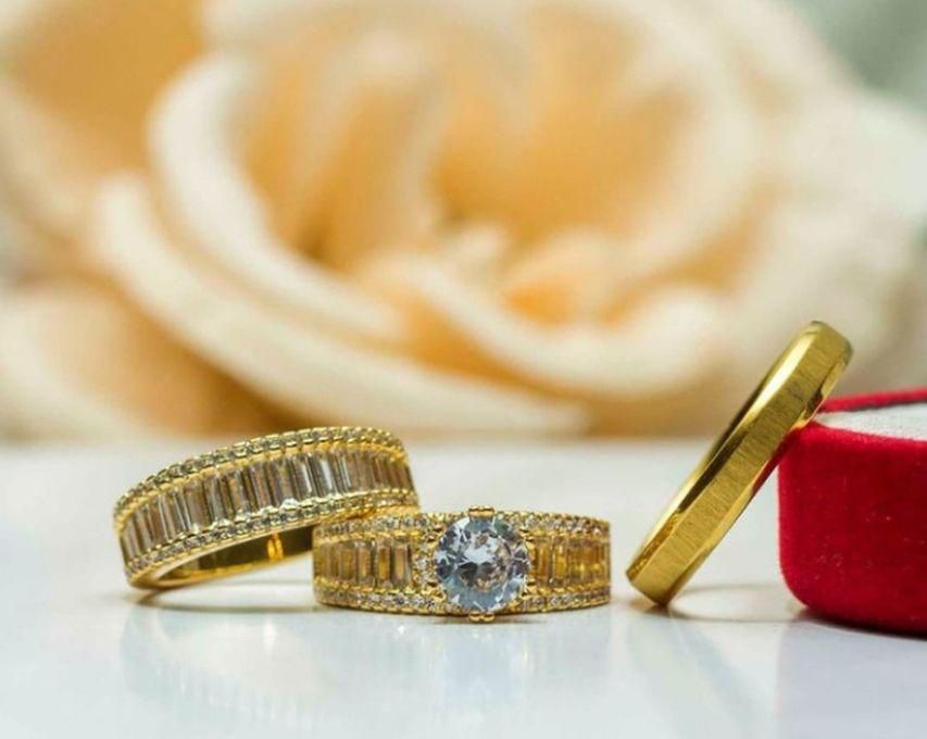 Luxury Gold Plated Wedding Ring Set-Bride And Groom-Gold Plated