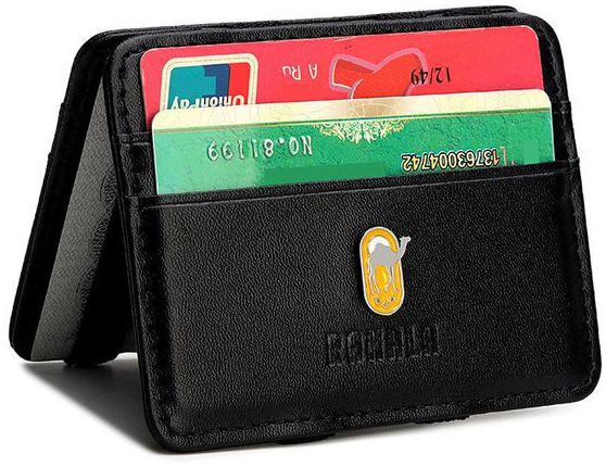 RAHALA RA108 Genuine Leather Multiple Card Slots Casual Slim Wallet Black