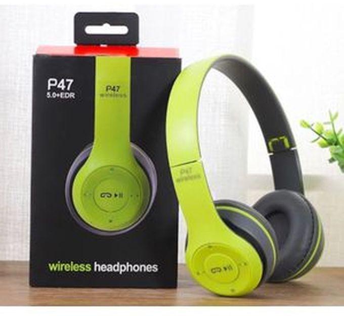 P47 5.0 Wireless Bluetooth Stereo Foldable Headphone -Green