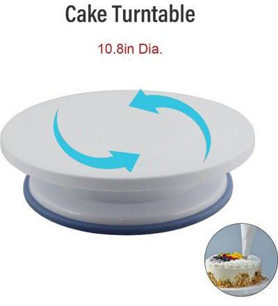 Cake Turntable Revolving Cake Stand Smooth Rotating Cake Decorating Cake Display Stand Baking Tools for Cake Cupcake Cookies White 28*7*28cm
