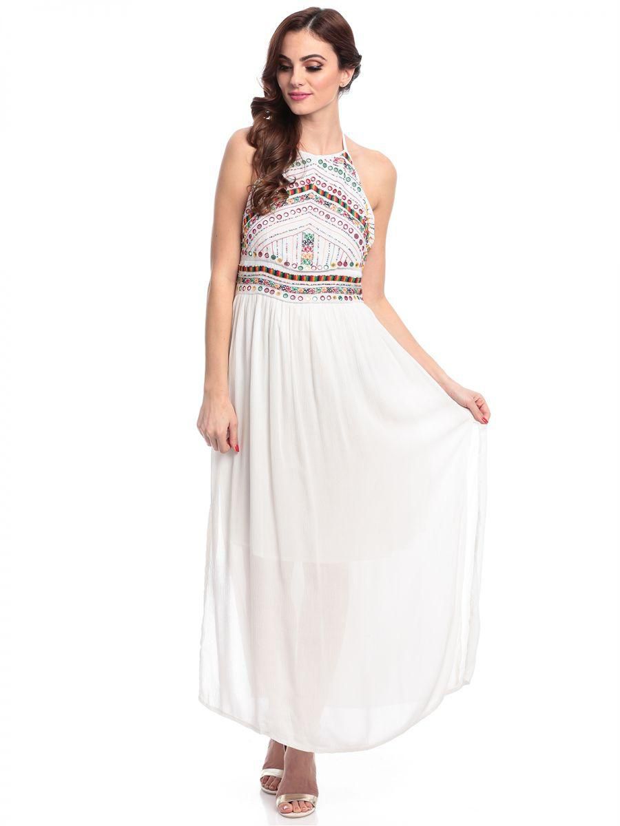 Glamorous White Viscose Casual Dress For Women