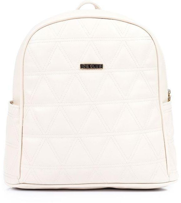 Ice Club Zipper Stitched Leather Backpack - Light Beige