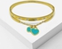 JANNAH Women&#39;s Fashion Bracelet | 2 Blue Hearts Pendant Gold Plated Stone Hinged Stainless Steel with Crystal Bangle for Women