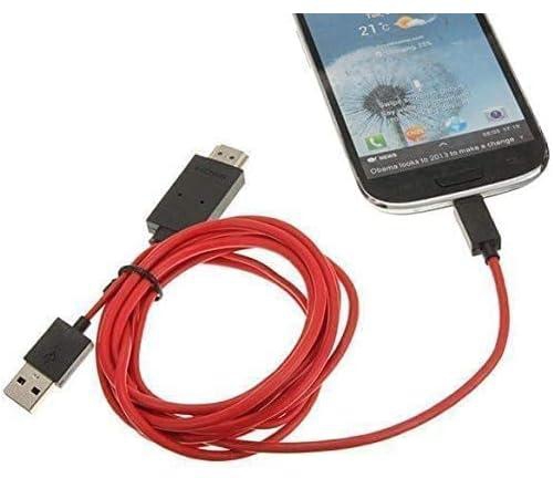 محول إتش آر إكس ميكرو USB إلى HDMI تلفزيون AV عالي الدقة لهاتف سامسونج (جالكسي S3 / S4 / نوت 2 / نوت 3 / نوت -4 - أحمر
