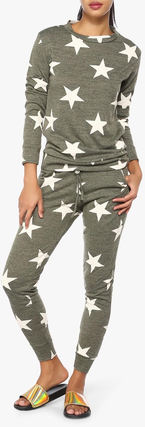 Khaki Star Print Loungewear Set