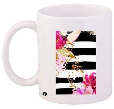 Floral Printed Coffee Mug White/Pink/Green 11ounce