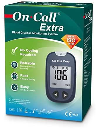 ACON On Call Extra Blood Glucose Monitoring System with 25 Free Test Strip, Life Time Warranty
