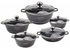 10-Piece Granite Cookware Set Black 34 x 34 x 34cm