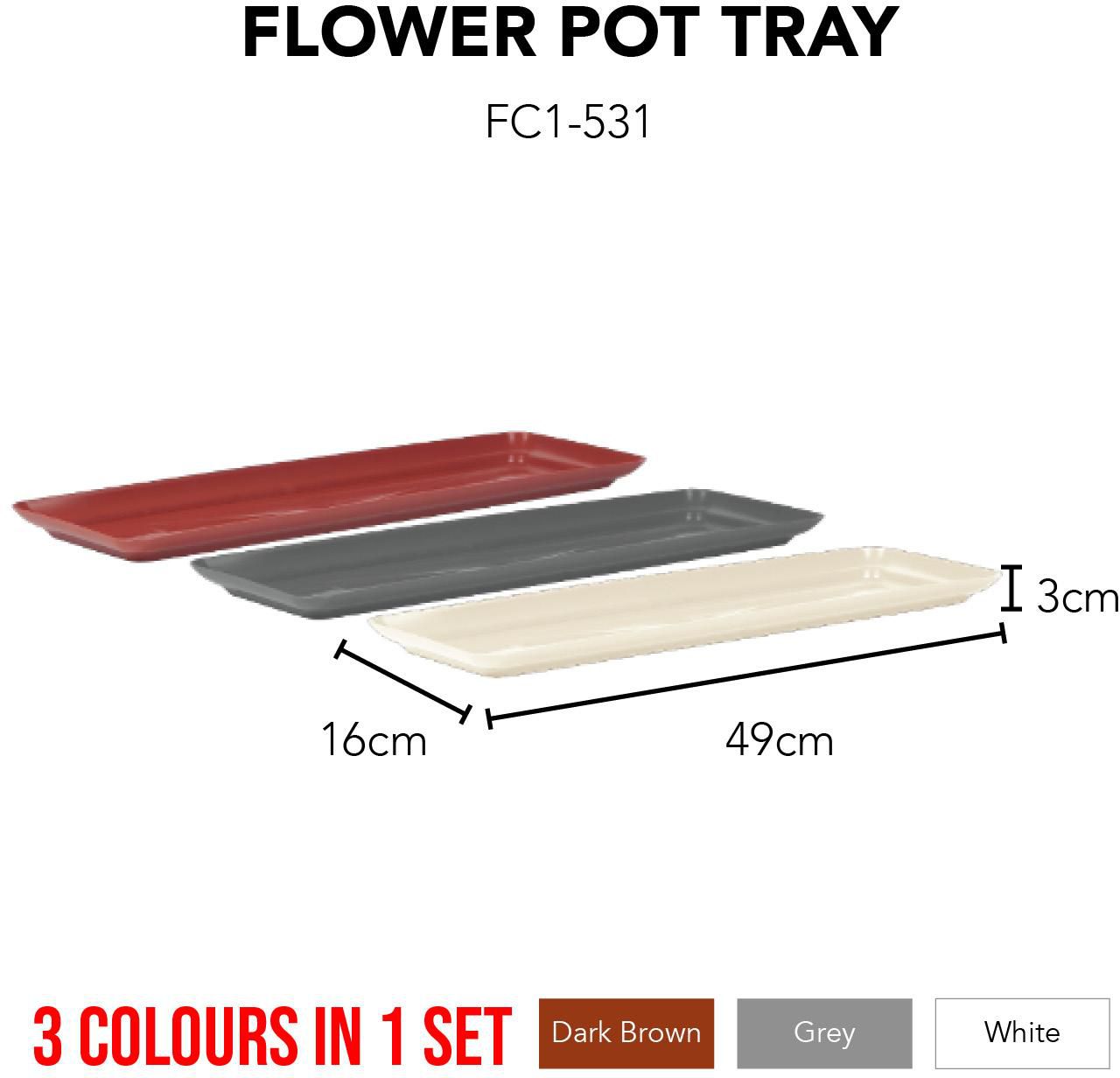 Greatbrandmall Flower Pot Tray L49*W16*H3.0 cm (3 Colors)