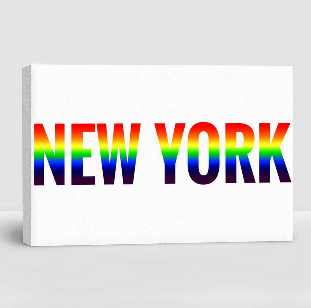 New York Rainbow Lettering. Capital City of the Usa Inscription