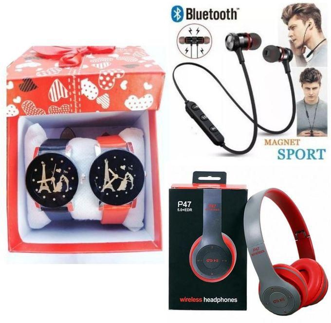24 7 FASHION 2 In 1 Couples Wrist Watch+Free Gift Box+Sport+P47 Headset