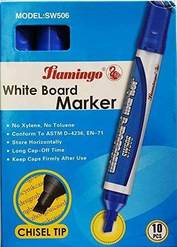 Generic White Board Marker, Chisel Tip (Flamingo) (Blue), 10Pcs