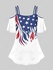 Plus Size Patriotic American Flag Printed Cold Shoulder T-Shirt - 5x | Us 30-32