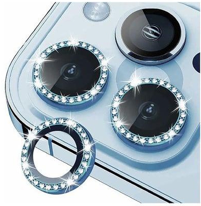 لينس عدسات بشكل الالماظ لحماية الكاميرا واعطائها تصميم جذاب وعصري لايفون 14 برو و 14 برو ماكس - ازرق IPhone 14 Pro Max / 14 Pro