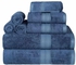 Superior 650GSM Ultra-Soft Hypoallergenic Rayon from Bamboo Cotton Blend Assorted Bath Towel Set, Set of 8 - Royal Blue