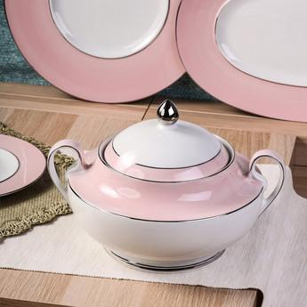 Pink Porcelain Soup Bowl with Lid