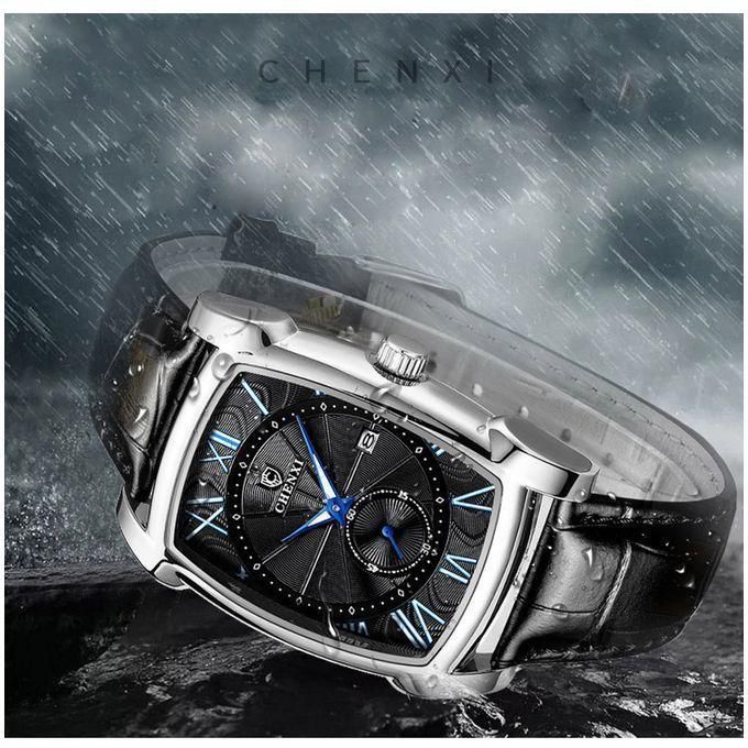 Chenxi Leather Quartz Waterproof Wrist Watch - Silver