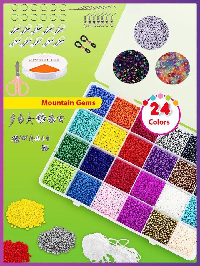 Mountain Gems Glass Beads Colors Round For Art And Craft Jewelry Making - Letters and Seeds