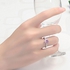 Fashion Women Wedding Promise Heart Silver Rings - Pink