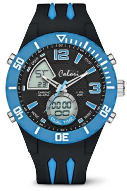 Colori Cool Fusion Blue Analog and Digital Silicon Strap Watch - 5-CLD035