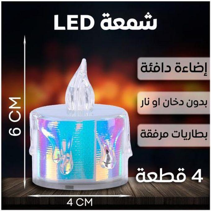 Safe Flameless & Smokeless Acrylic Decorative LED Candles - 4 Pcs