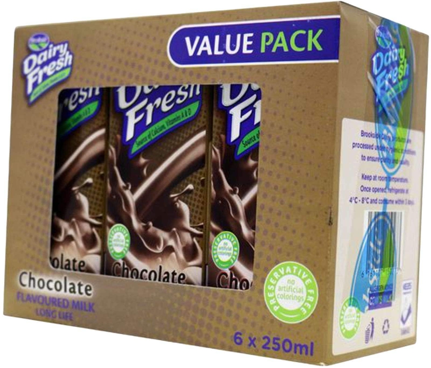 Brookside Dairy Fresh Chocolate Flavoured Milk  250Ml X Pack Of 6  Long Life
