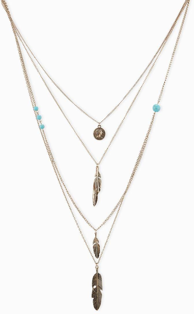 Feather Drop Layered Necklace